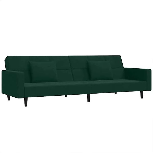 vidaXL Schlafsofa 2-Sitzer mit 2 Kissen Dunkelgrün Samt 375818 günstig online kaufen