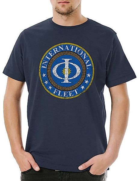 Urban Backwoods Print-Shirt Vintage International Fleet Logo Herren T-Shirt günstig online kaufen