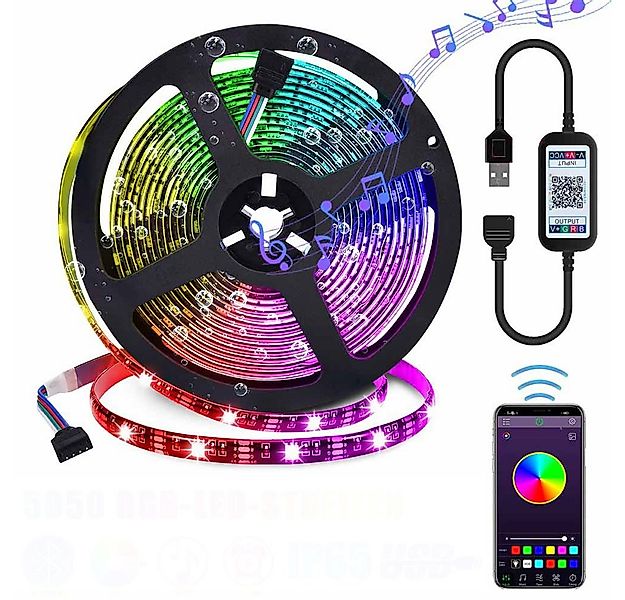 Rosnek LED-Streifen 1m-5m,5050 RGB,Musik Sync,USB App,Party wohnzimmer Deko günstig online kaufen