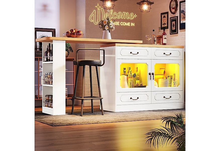 MODFU Bartisch mit LED und Stauraum (für Wohnzimmer, Schlafzimmer & Esszimm günstig online kaufen