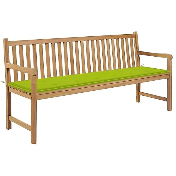 vidaXL Gartenbank mit Hellgrüner Auflage 175 cm Massivholz Teak 3062795 günstig online kaufen