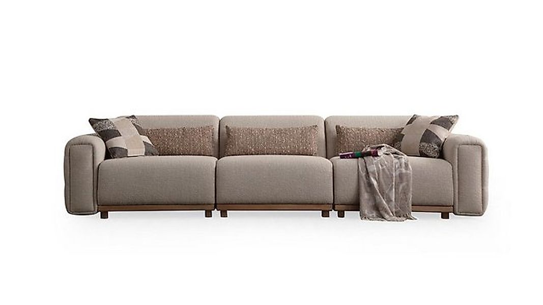 JVmoebel Sofa Sofa 3 sitzer Stoffsofa Polstersofa Couch Sofa Beige Wohnzimm günstig online kaufen