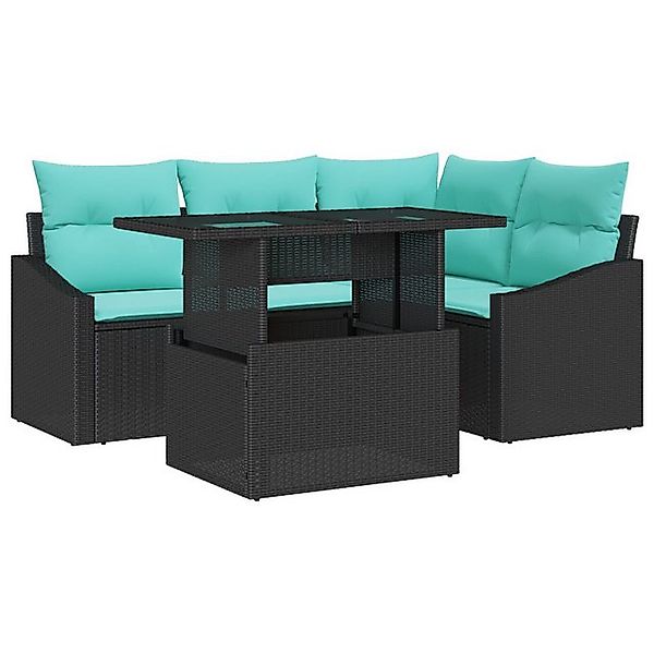 vidaXL Loungesofa 6-tlg. Garten-Sofagarnitur mit Kissen Schwarz Poly Rattan günstig online kaufen