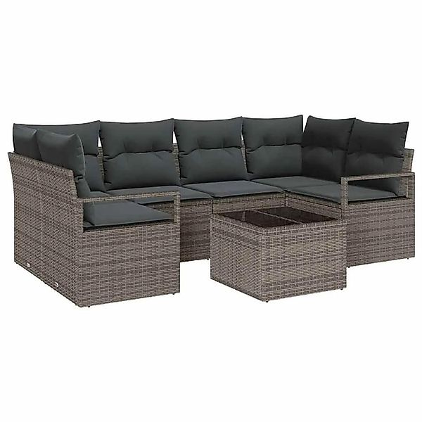 vidaXL Sofa Set mit Kissen 7-Tlg Grau Poly-Rattan 3346279 günstig online kaufen