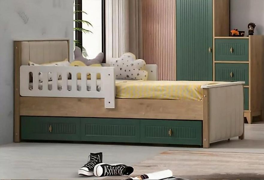 JVmoebel Kinderbett Stilvoll Kinderbett 200 cm Jugendbett Holz Kinderzimmer günstig online kaufen