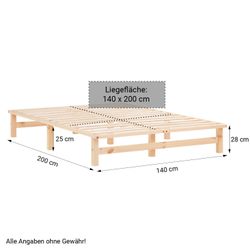 Homestyle4u Holzbett Jugendbett Palettenbett 140x200 mit Matratze Natur Fut günstig online kaufen