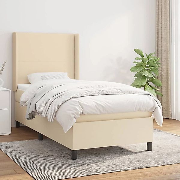 vidaXL Boxspringbett mit Matratze Creme 90x200 cm Stoff1376795 günstig online kaufen