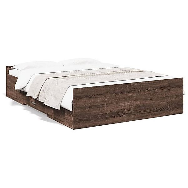 vidaXL Bettgestell, Bettrahmen mit Schubladen Braun Eichen-Optik 140x190 cm günstig online kaufen