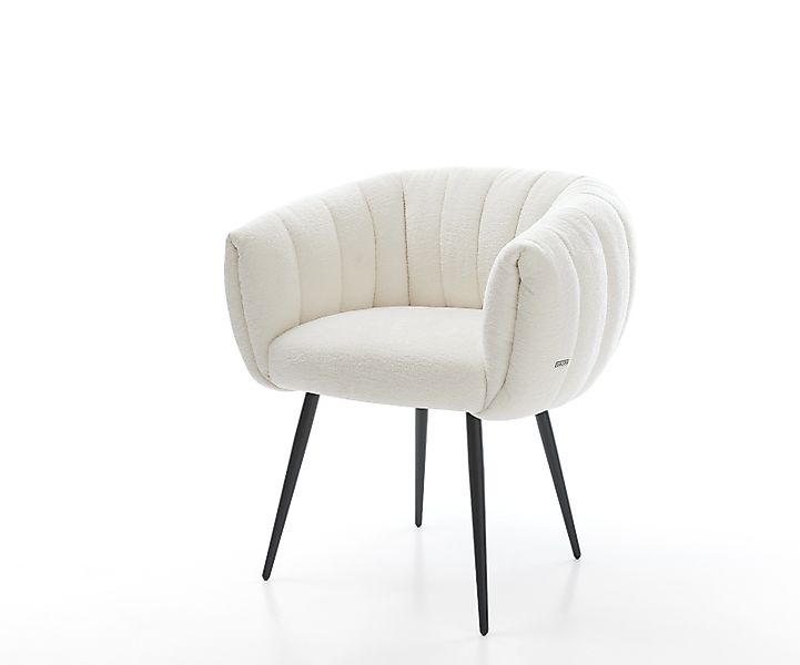 Esszimmerstuhl Jada-Flex Bouclé Soft Beige 4-Fuß konisch Schwarz Taschenfed günstig online kaufen