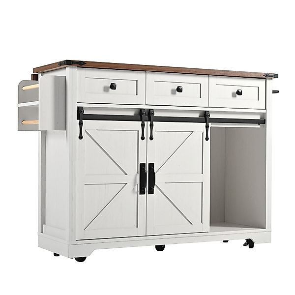Kücheninsel mit klappbare Tischplatte, Servierwagen auf Rollen mit 2 Schieb günstig online kaufen