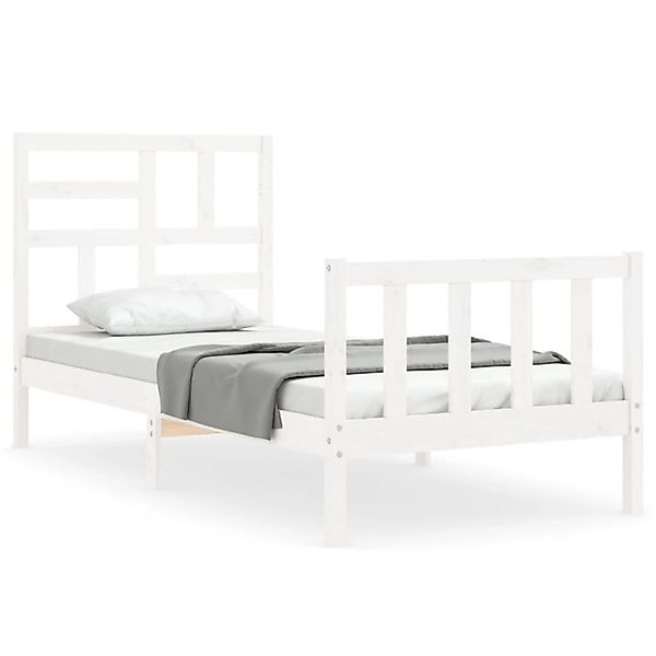 vidaXL Bett Massivholzbett ohne Matratze Weiß 90x200 cm Kiefernholz günstig online kaufen
