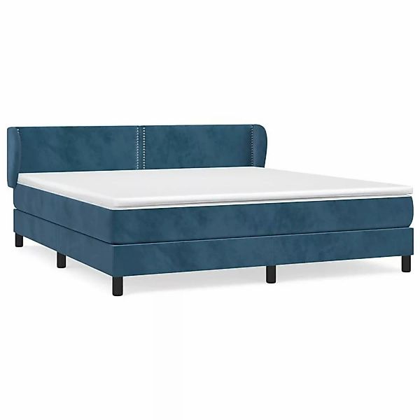 vidaXL Boxspringbett, Boxspringbett mit Matratze Dunkelblau 180x200 cm Samt günstig online kaufen