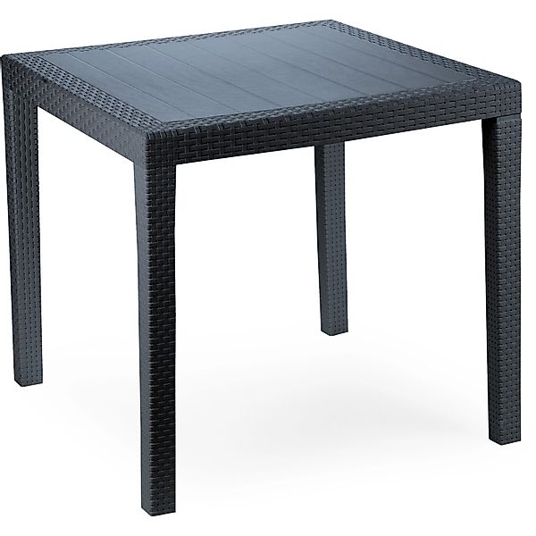 Progarden Gartentisch Terrassentisch Anthrazit Rattanoptik Bistro 80 x 80 c günstig online kaufen
