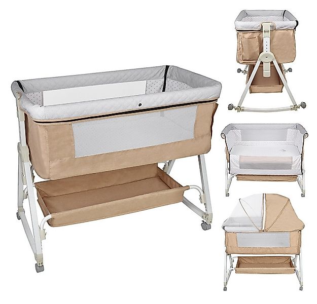 JEOBEST Beistellbett 3 in 1 Babybett & Babywiege & Reisebett, mit Rollen Ki günstig online kaufen