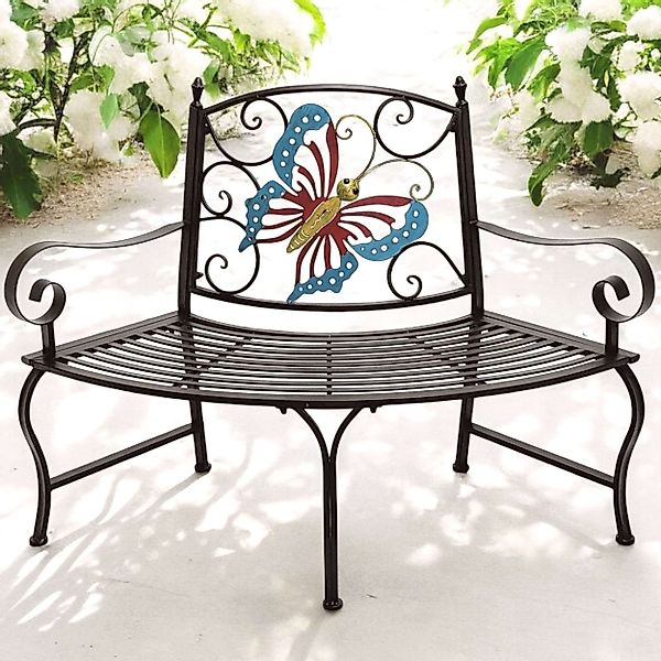 DanDiBo Gartenbank Halbrund Wetterfest Metall Braun günstig online kaufen