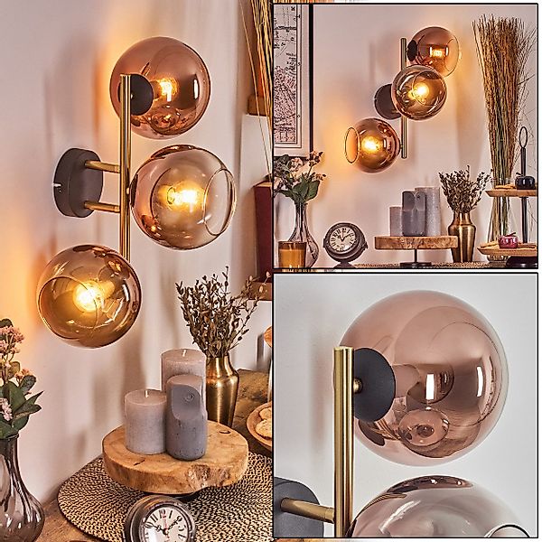 hofstein Wandleuchte Wandlampe aus Metall/Glas in günstig online kaufen