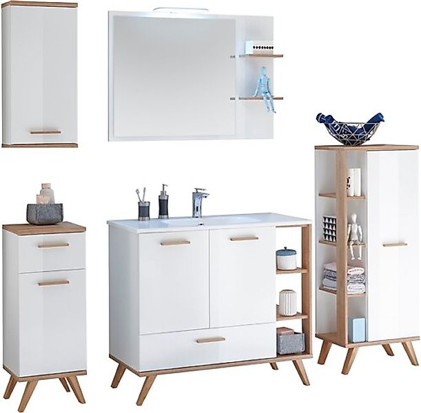 Saphir Badmöbel-Set »Quickset Mineralmarmor-Waschtisch mit LED-Spiegel, Unt günstig online kaufen