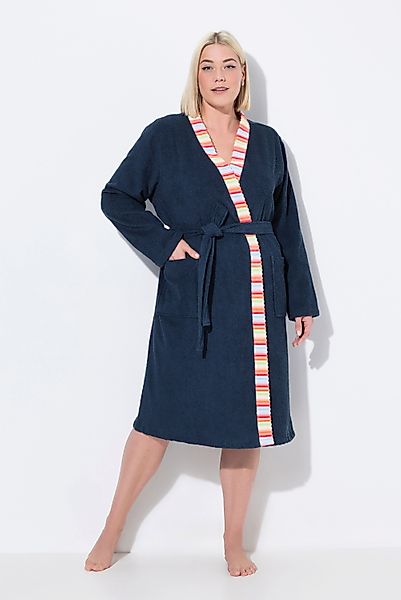 Ulla Popken Bademantel Bademantel Streifenkanten Bindegürtel günstig online kaufen