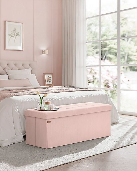 SONGMICS Sitzbank, mit Stauraum, klappbare, 38 x 76 x 38 cm Fußbank, Bettba günstig online kaufen