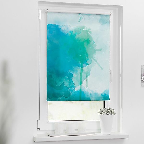 Verdunkelungsrollo Aquarell blau B/L: ca. 60x150 cm günstig online kaufen