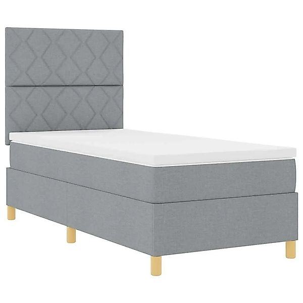 vidaXL Boxspringbett mit Kopfteil Hellgrau 100 x 200 cm Stoff 3339672 günstig online kaufen