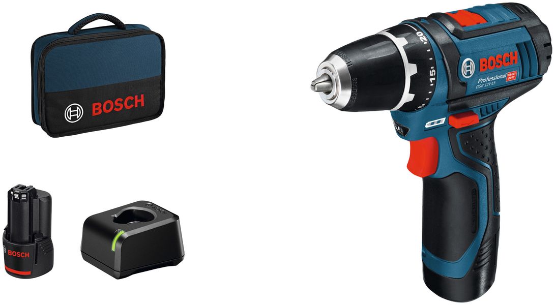 Bosch Professional 12 V Akku-Bohrschrauber GSR 12V-15 inkl. 2 Ah Akkus günstig online kaufen