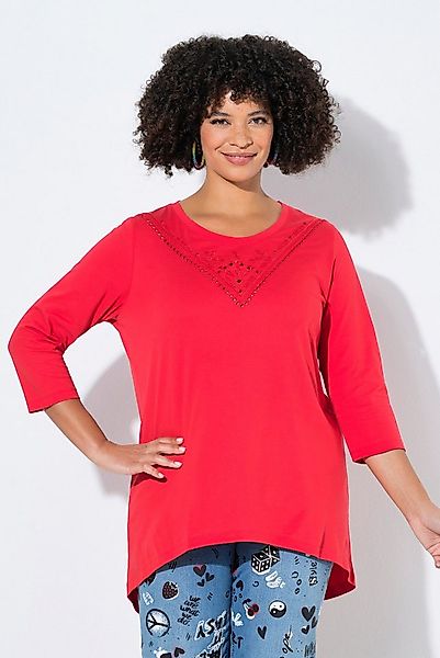 Angel of Style T-Shirt T-Shirt längere A-Linie Lochstickerei 3/4-Ärmel günstig online kaufen
