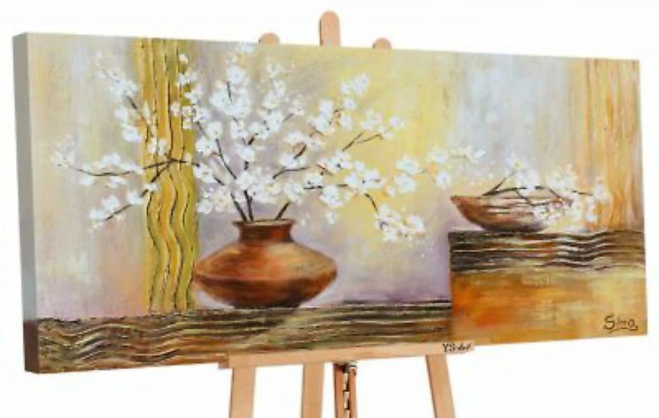 YS-Art™ "Gemälde Acryl ""Topf mit Blumen 3"" handgemalt auf Leinwand 120x60 günstig online kaufen