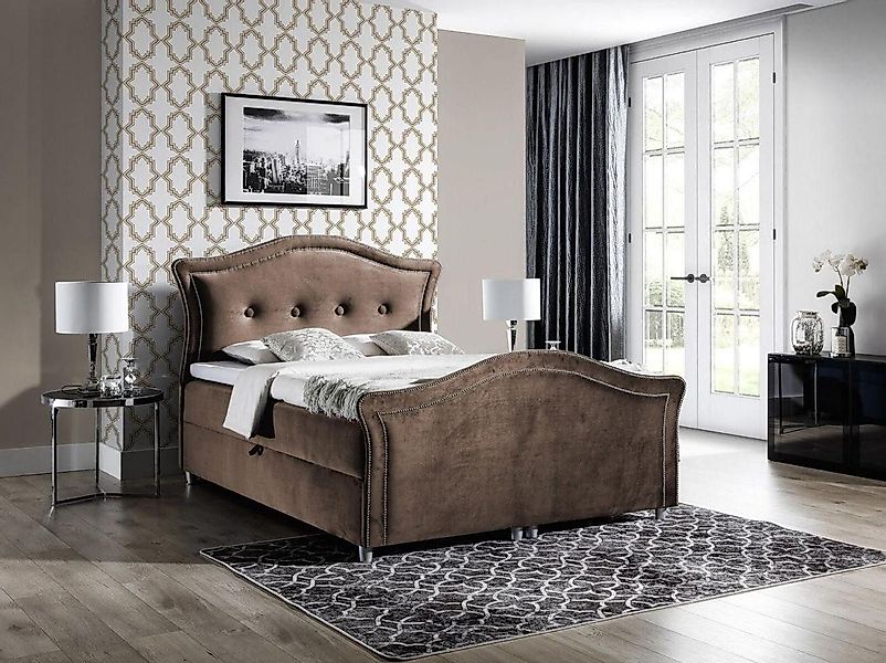 JVmoebel Bett Chesterfield Boxspring Betten Hotel Schlafzimmer Samt Bettkas günstig online kaufen