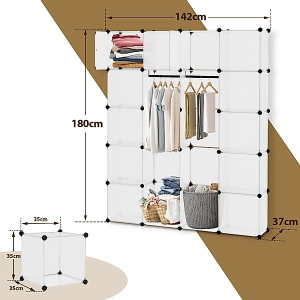 Clanmacy Kleiderschrank Kleiderschrank DIY Regalsystem Steckregal günstig online kaufen