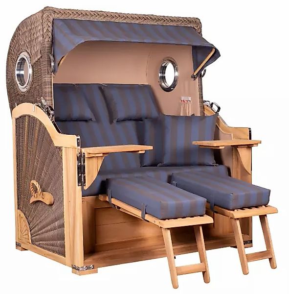 Strandkorb Norderney Teak Bullauge PE grey Dessin 582 günstig online kaufen