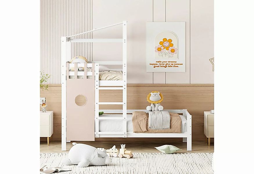 IDEASY Holzbett Kinderbett 90x200, Etagenbett mit Dachschräge, (21 cm über günstig online kaufen