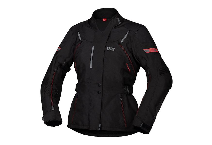 IXS Motorradjacke iXS Liz-ST Textiljacke Damen schwarz / rot atmungsaktiv günstig online kaufen