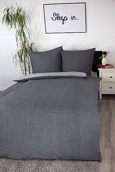 jilda-tex Bettwäsche, Flanell, 2 teilig, weich, warm im schönen Uni-Design günstig online kaufen
