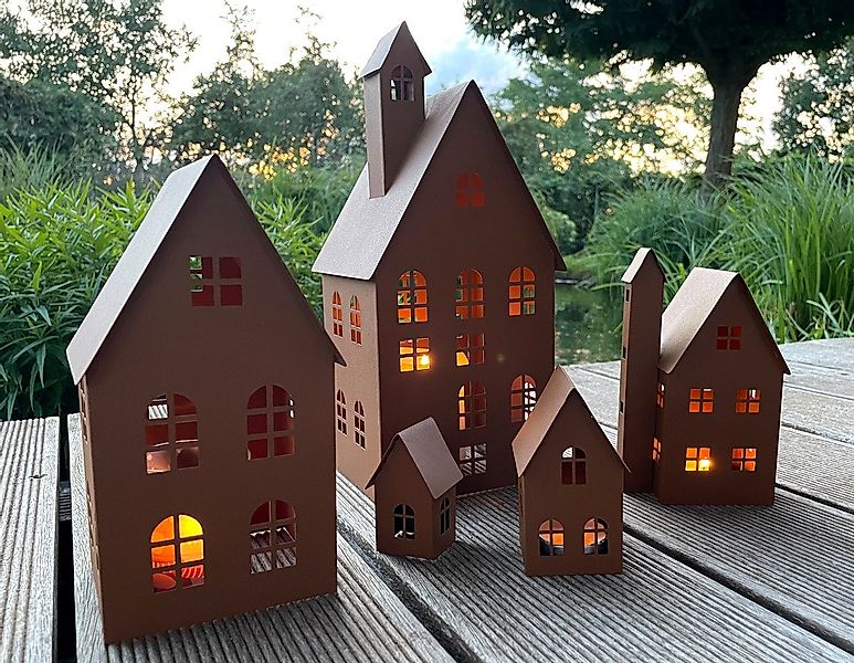 LB H&F Lilienburg Dekofigur 5er SET Haus Häuser Deko Metall Lichthaus Weihn günstig online kaufen