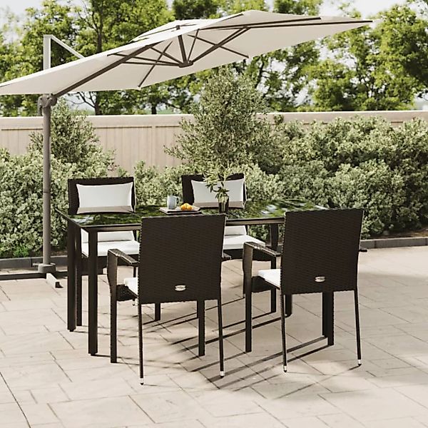 Vidaxl 5-tlg. Garten-essgruppe Mit Kissen Schwarz Poly Rattan günstig online kaufen