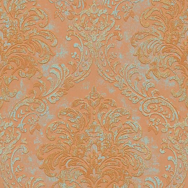 Bricoflor Barock Tapete Gold Orange Ideal für Wohnzimmer und Esszimmer Eleg günstig online kaufen