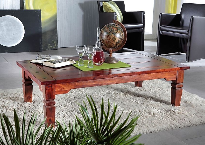 Massivmoebel24 Couchtisch Couchtisch Akazie 135x75x40 nougat günstig online kaufen