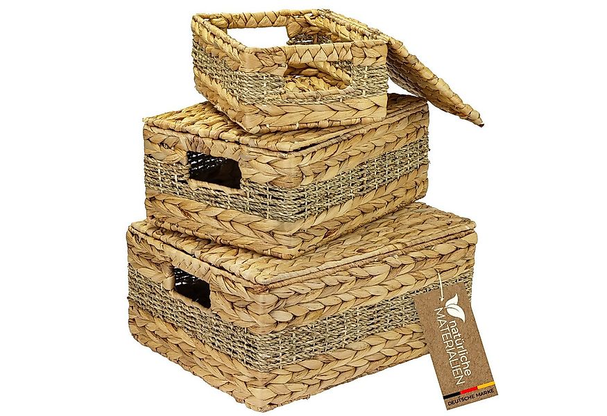 HMF Aufbewahrungskorb Aufbewahrungskorb mit Deckel, 3er-Set, Korb (3 St), g günstig online kaufen