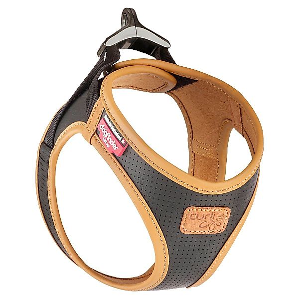 Curli Hunde-Geschirr Apfel Leder Geschirr schwarz günstig online kaufen