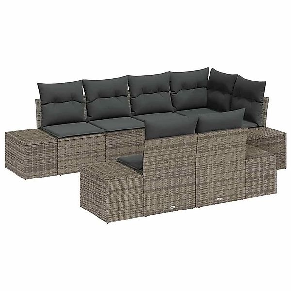 vidaXL Gartensofa-set mit Speicher 7-Tlg Grau Poly-Rattan 3355768 günstig online kaufen