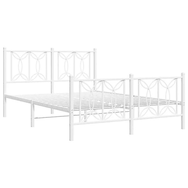 vidaXL Bettgestell mit Kopf- und Fußteil Metall Weiß 135x190 cm 376194 günstig online kaufen