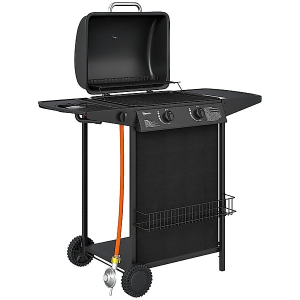 Outsunny Gasgrill Stahl Kunststoff Schwarz 107L x 54B x 96H cm günstig online kaufen
