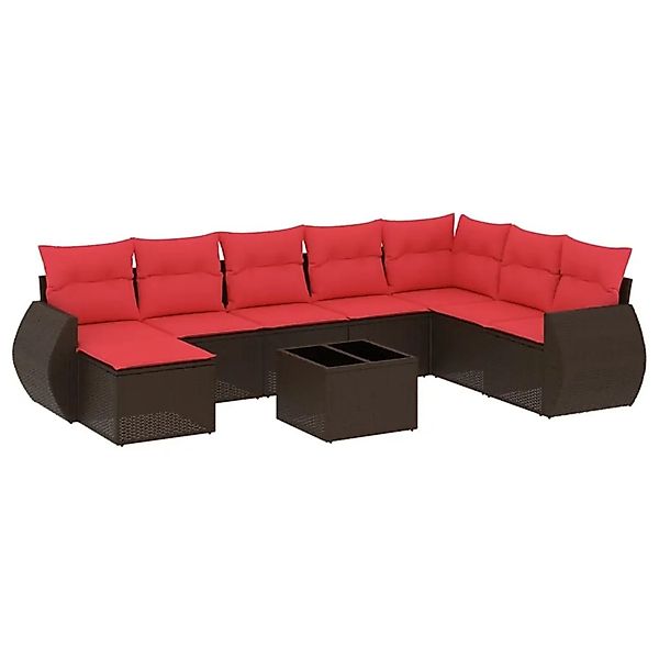 vidaXL 9-Tlg Gartensofa-Set mit Kissen Braun Polyrattan 3221773 günstig online kaufen