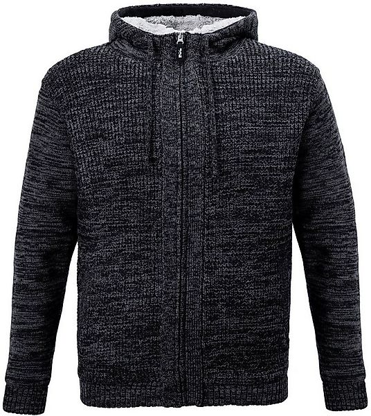 JOB Strickjacke Zimmerer-Hoodie-Strickjacke mit Fellfutter schieferschwarz günstig online kaufen