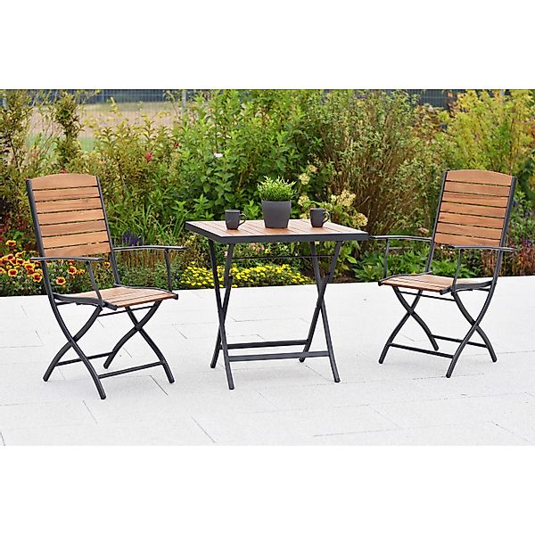 Merxx Santorin Balkonset 3-tlg. 2 Klappsessel Klapptisch 70 x 70 cm günstig online kaufen
