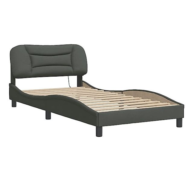 vidaXL Bett Bettgestell mit LED ohne Matratze "Hvar" Dunkelgrau 100x200 cm günstig online kaufen