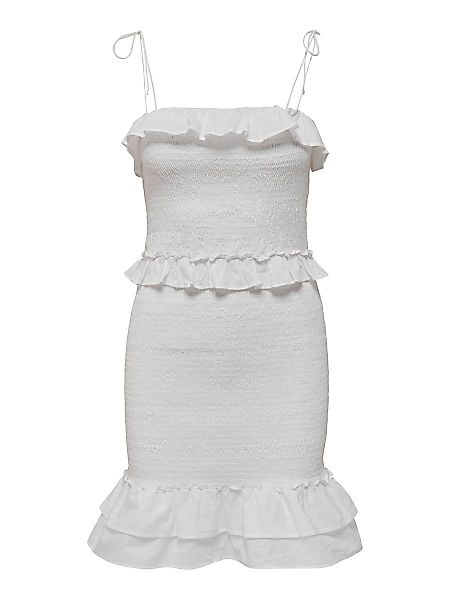 ONLY Gesmoktes Rüschen- Kleid Damen White günstig online kaufen