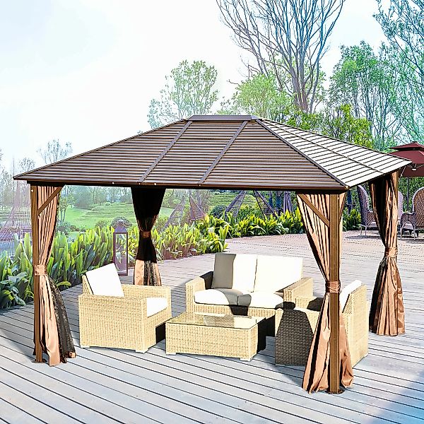 Outsunny Gartenpavillon  300Lx365Bx262H cm, Festzelt mit 4 Doppel-Seitentei günstig online kaufen