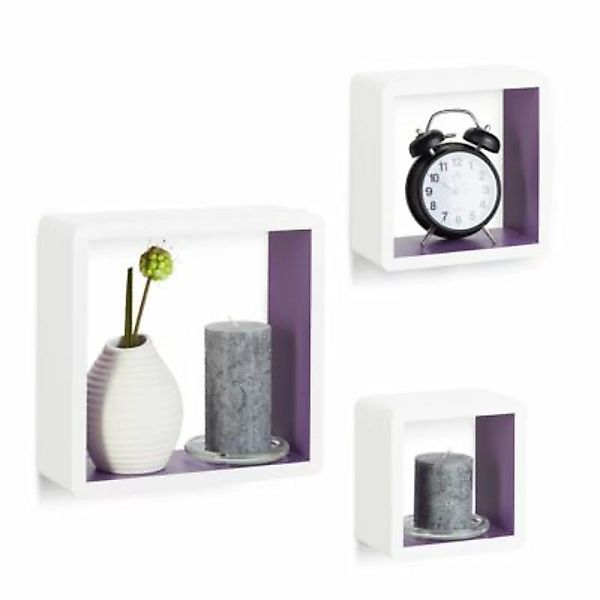 relaxdays Wandregal Cubes 3-teiliges Set violett günstig online kaufen